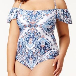 Becca Plus Size Naples Off-The-Shoulder One-Piece